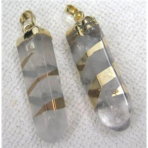 Clear Quartz pendant, freeform, gold plated, approx 15-40mm [GMPDA2071]