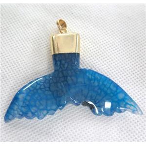 blue agate pendant in shark-tail shaped, gold plated, approx 30-60mm [GMPDA2085]