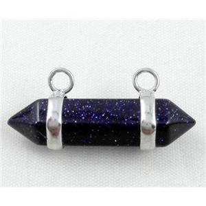 Blue SandStone pendant with 2-holes, bullet, approx 10-30mm [GMPDA2122]