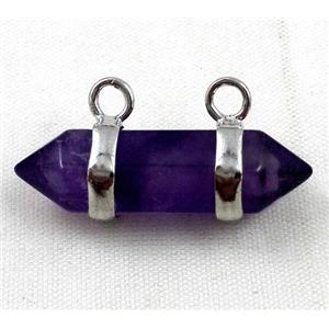 amethyst pendant with 2-holes, bullet, approx 10-30mm [GMPDA2124]