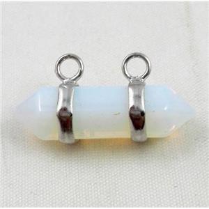 white opalite pendant with 2-holes, bullet, approx 10-30mm [GMPDA2125]