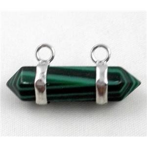 malachite pendant with 2-holes, bullet, approx 10-30mm [GMPDA2126]