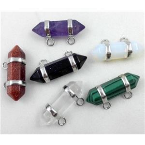 mixed gemstone pendant with 2-holes, bullet, approx 10-30mm [GMPDA2127]