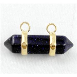 Blue SandStone pendant with 2-holes, bullet, approx 10-30mm [GMPDA2128]