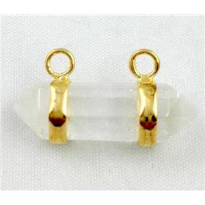 clear quartz pendant with 2-holes, bullet, approx 10-30mm [GMPDA2133]