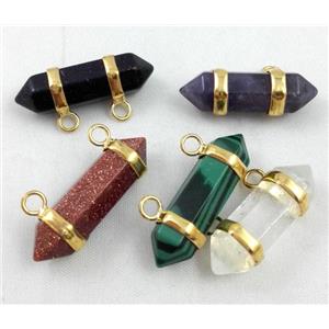 mixed gemstone pendant with 2-holes, bullet, approx 10-30mm [GMPDA2134]
