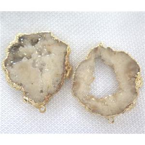 druzy agate connector, freeform, gold plated, approx 20-40mm [GMPDA2147]