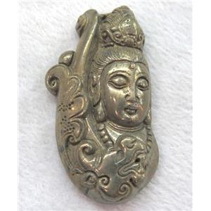 pyrite pendant, guanyin, approx 35-70mm [GMPDA2170]