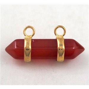red agate pendant with 2-holes, bullet, approx 10-30mm [GMPDA2179]