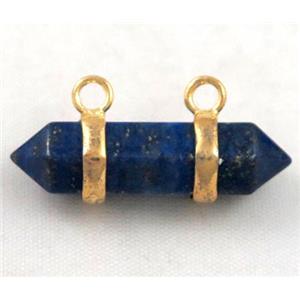 lapis lazuli pendant with 2-holes, bullet, gold plated, approx 10-30mm [GMPDA2181]