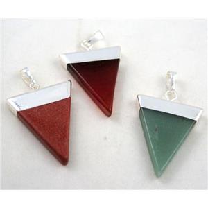 mixed gemstone pendant, triangle, approx 25-35mm [GMPDA2188]