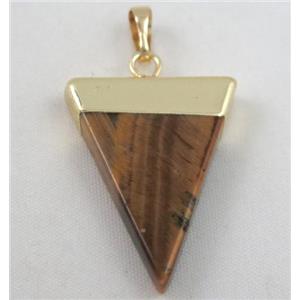 tiger eye stone pendant, triangle, approx 25-35mm [GMPDA2196]