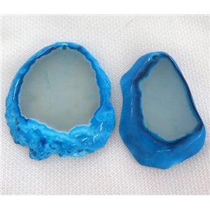 agate pendant, slice, flat freeform, blue, approx 20-60mm [GMPDA2201]