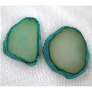 agate pendant, slab, freeform, green, approx 20-60mm [GMPDA2202]