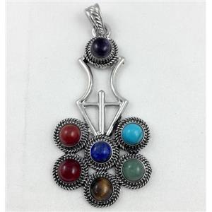mixed gemstone pendant, approx 35-70mm [GMPDA2210]