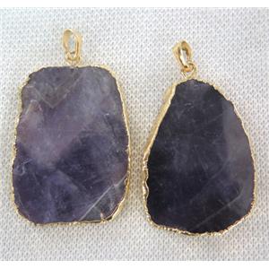 amethyst slab pendant, flat freeform, approx 20-45mm [GMPDA2262]