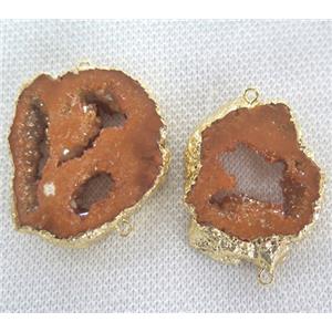 druzy agate slice connector, freeform slice, gold plated, approx 20-40mm [GMPDA2267]