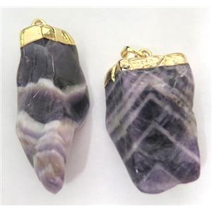 amethyst pendant, freeform, gold plated, approx 15-40mm [GMPDA2269]