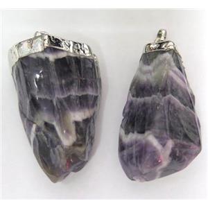 amethyst pendant, freeform, silver plated, approx 15-40mm [GMPDA2270]
