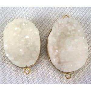 white druzy quartz connector, freeform, approx 18-30mm [GMPDA2272]