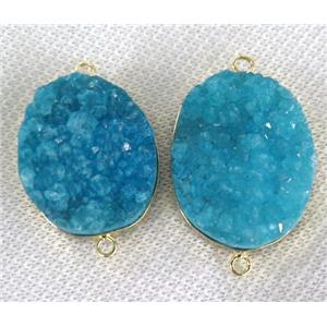 blue druzy quartz connector, freeform, approx 18-30mm [GMPDA2273]