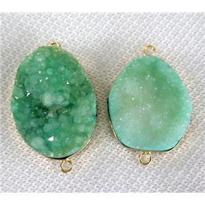 green quartz druzy connector, freeform, approx 18-30mm [GMPDA2274]