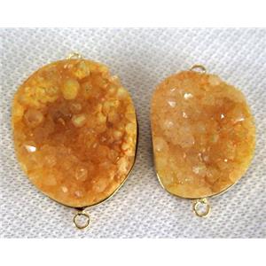 yellow druzy quartz connector, freeform, approx 18-30mm [GMPDA2275]