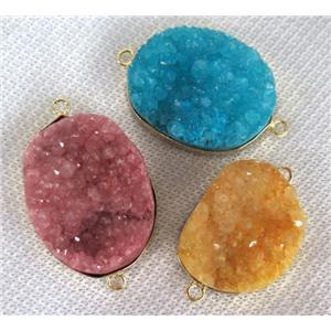 druzy quartz connector, freeform, mixed color, approx 18-30mm [GMPDA2277]