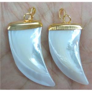 pearl shell horn pendant, approx 18-30mm [GMPDA2279]