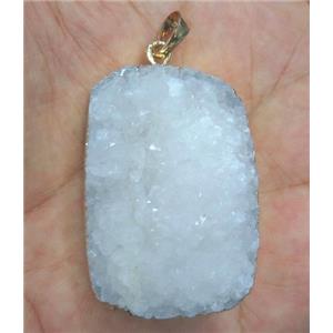 white druzy quartz pendant, freeform, gold plated, approx 20-50mm [GMPDA2284]