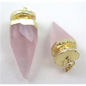 Rose Quartz pendant, bullet, gold plated, approx 20-30mm [GMPDA2303]
