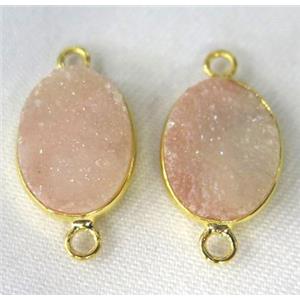 druzy quartz connector, oval, gold champagne, approx 10x14mm [GMPDA2311-10X14MM]