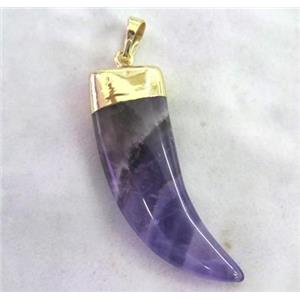 Amethyst horn pendant, purple, approx 12-40mm [GMPDA2343]