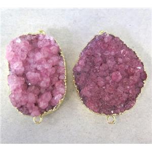 pink druzy quartz connector, freeform, gold plated, approx 20-40mm [GMPDA2361]