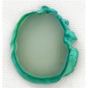 agate slice pendant, freeform, green, approx 30-70mm [GMPDA2371]