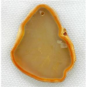agate pendant, slice, freeform, yellow, approx 30-70mm [GMPDA2372]