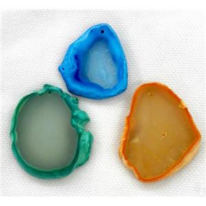 agate pendant, slice, freeform, mixed color, approx 30-70mm [GMPDA2373]