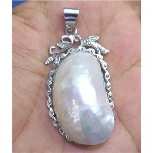 white shell pearl pendant, freeform, approx 20-40mm [GMPDA2408]