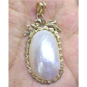 white shell pearl pendant, freeform, approx 20-40mm [GMPDA2409]