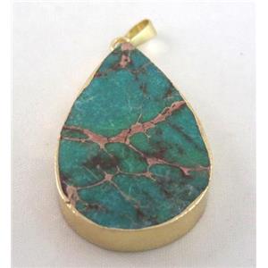 green Sea Sediment jasper pendant, teardrop, approx 20-50mm [GMPDA2415]