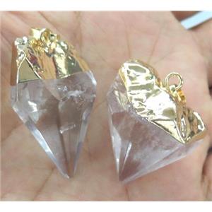 Clear Quartz pendant, freeform, gold plated, approx 15-30mm [GMPDA2437]