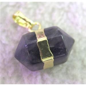 Amethyst pendant, bullet, gold plated, approx 12x20mm [GMPDA2440]