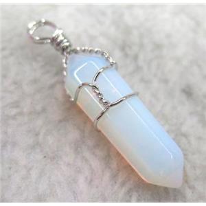 Opalite pendant, bullet, wire wrapped, approx 20-30mm [GMPDA2446]