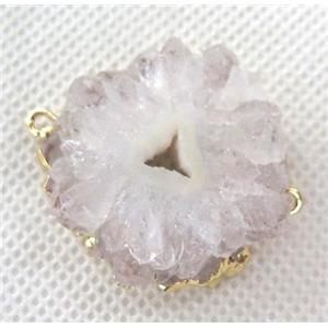 white druzy solar quartz connector, freeform, gold plated, approx 15-25mm [GMPDA2455]