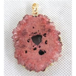 red solar quartz druzy pendant, freeform, approx 15-40mm [GMPDA2463]