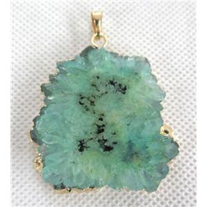 druzy solar quartz pendant, freeform, green, approx 15-40mm [GMPDA2466]