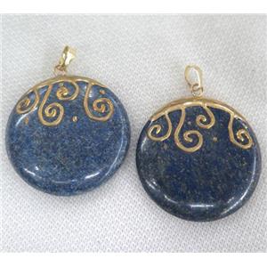 Lapis Lazuli pendant, flat-round, approx 45mm dia [GMPDA2473]