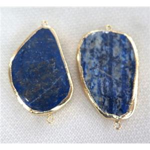 Lapis Lazuli connector, freeform, gold plated, approx 20-40mm [GMPDA2474]