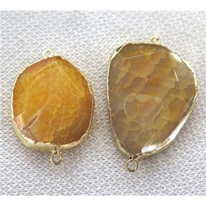 yellow Agate connector, faceted freeform, gold plated, approx 20-30mm [GMPDA2497]
