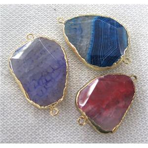 mixed Agate connector, faceted freeform, gold plated, approx 20-30mm [GMPDA2499]